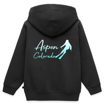 Aspen Colorado - Sweat Premium à capuche zippé enfant bio - noir - Dos - AI Model Kid Male (0cm)