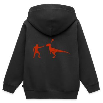 Velociraptor Dinosaurier - Kinder Premium Organic Zip Hoodie - Schwarz - Hinten - AI Model Kid Male (0cm)