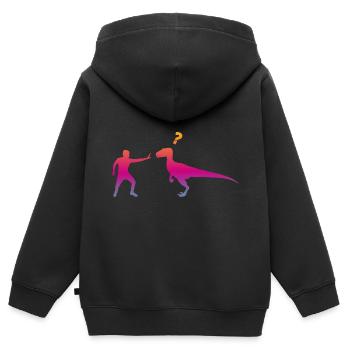 Velociraptor Dinosaurier - Kinder Premium Organic Zip Hoodie - Schwarz - Hinten - AI Model Kid Male (0cm)