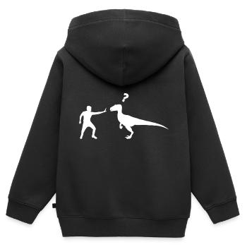 Velociraptor Dinosaurier - Kinder Premium Organic Zip Hoodie - Schwarz - Hinten - AI Model Kid Male (0cm)