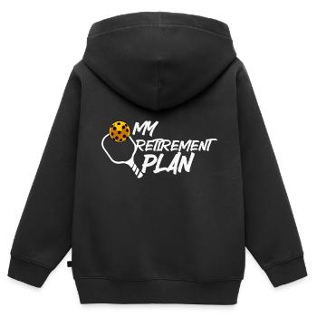 Federball - Kinder Premium Organic Zip Hoodie - Schwarz - Hinten - AI Model Kid Male (0cm)