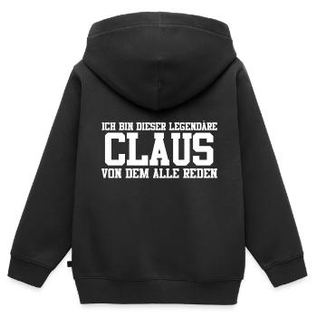 Claus Name Design - Kinder Premium Organic Zip Hoodie - Schwarz - Hinten - AI Model Kid Male (0cm)