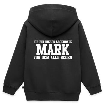 Mark Name Design - Kinder Premium Organic Zip Hoodie - Schwarz - Hinten - AI Model Kid Male (0cm)