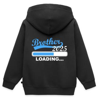 Großer Bruder 2025 loading, 2025 Großer Bruder - Kinder Premium Organic Zip Hoodie - Schwarz - Hinten - AI Model Kid Male (0cm)