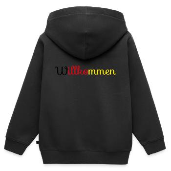 Deutschland Willkommen Flagge Patriot Geschenk - Kinder Premium Organic Zip Hoodie - Schwarz - Hinten - AI Model Kid Male (0cm)