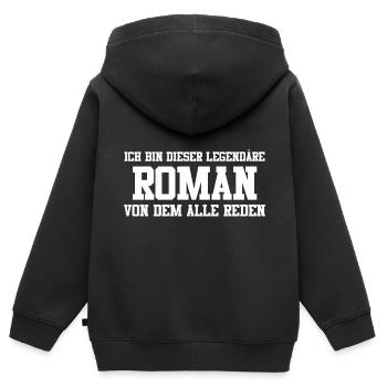 Roman Name Design - Kinder Premium Organic Zip Hoodie - Schwarz - Hinten - AI Model Kid Male (0cm)