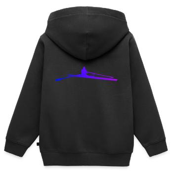 Rameurs rameurs femmes rameurs hommes - Sweat Premium à capuche zippé enfant bio - noir - Dos - AI Model Kid Male (0cm)