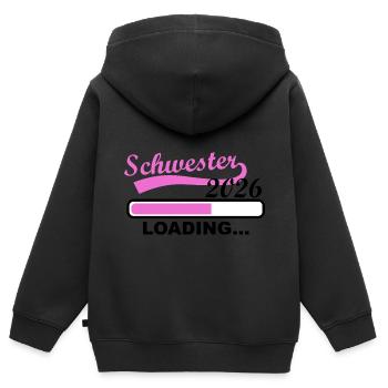 Schwester 2026 Loading Fortschritt - Kinder Premium Organic Zip Hoodie - Schwarz - Hinten - AI Model Kid Male (0cm)
