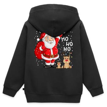 funny christmas santa claus - Sweat Premium à capuche zippé enfant bio - noir - Dos - AI Model Kid Male (0cm)