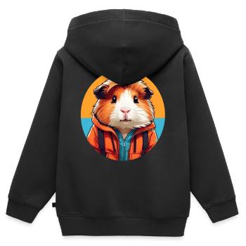 Meerschweinchen im Outdoor Look - Kinder Premium Organic Zip Hoodie - Schwarz - Hinten - AI Model Kid Male (0cm)