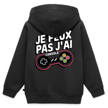 J'Peux Pas J'Ai Console - Sweat Premium à capuche zippé enfant bio - noir - Dos - AI Model Kid Male (0cm)