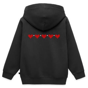 coeur motif de tricot ligne série Ugly Christmas - Sweat Premium à capuche zippé enfant bio - noir - Dos - AI Model Kid Male (0cm)