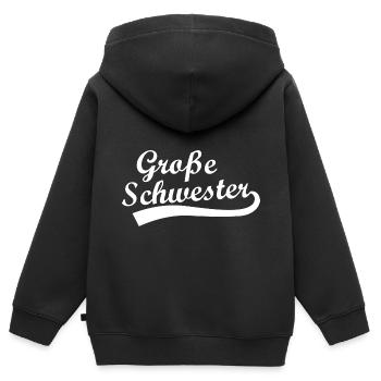 Große Schwester - Kinder Premium Organic Zip Hoodie - Schwarz - Hinten - AI Model Kid Male (0cm)