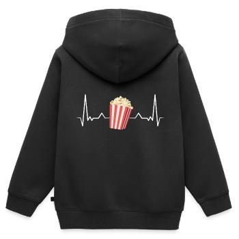 Popcorn - Kinder Premium Organic Zip Hoodie - Schwarz - Hinten - AI Model Kid Male (0cm)