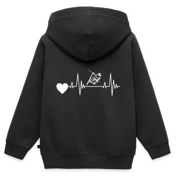 Ski EKG Skifahren Puls Skifahrer Herzschlag Skier - Kinder Premium Organic Zip Hoodie - Schwarz - Hinten - AI Model Kid Male (0cm)