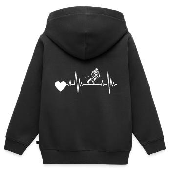 Ski Herzschlag Skier EKG Skifahren Puls Skifahrer - Kinder Premium Organic Zip Hoodie - Schwarz - Hinten - AI Model Kid Male (0cm)