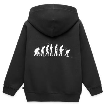 Ski fahren Skifahrer Skier Evolution Ski Skifahren - Kinder Premium Organic Zip Hoodie - Schwarz - Hinten - AI Model Kid Male (0cm)