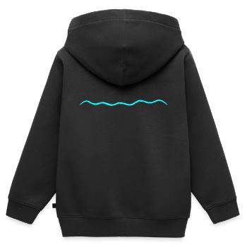 Ligne de vagues turquoise - Sweat Premium à capuche zippé enfant bio - noir - Dos - AI Model Kid Male (0cm)