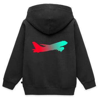 Avion - Sweat Premium à capuche zippé enfant bio - noir - Dos - AI Model Kid Male (0cm)