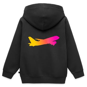 Flugzeug - Kinder Premium Organic Zip Hoodie - Schwarz - Hinten - AI Model Kid Male (0cm)
