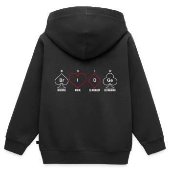 Bridge Kartenspiel Geschenk - Kinder Premium Organic Zip Hoodie - Schwarz - Hinten - AI Model Kid Male (0cm)