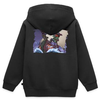 Piratenkapitän im Sturm - Kinder Premium Organic Zip Hoodie - Schwarz - Hinten - AI Model Kid Male (0cm)