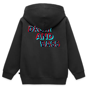 Drum and Bass Weird - Sweat Premium à capuche zippé enfant bio - noir - Dos - AI Model Kid Male (0cm)