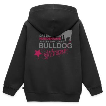 Bulldog Glitzer - Kinder Premium Organic Zip Hoodie - Schwarz - Hinten - AI Model Kid Male (0cm)