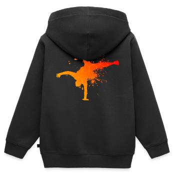 Hiphop Hommes Break Dance Bboy Femmes Hip Hop - Sweat Premium à capuche zippé enfant bio - noir - Dos - AI Model Kid Male (0cm)