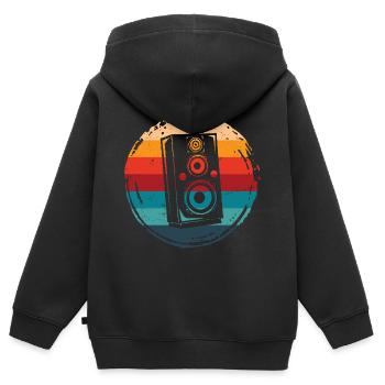 Lautsprecher Retro Grunge Circle - Kinder Premium Organic Zip Hoodie - Schwarz - Hinten - AI Model Kid Male (0cm)