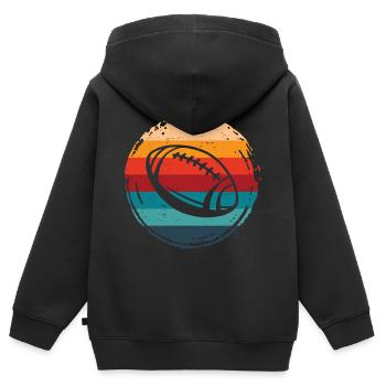 American Football Retro Grunge Kreis - Kinder Premium Organic Zip Hoodie - Schwarz - Hinten - AI Model Kid Male (0cm)