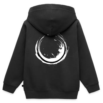 Cercle d'art de bouddhisme zen cadeau de bouddhisme - Sweat Premium à capuche zippé enfant bio - noir - Dos - AI Model Kid Male (0cm)