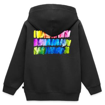 Watercolour Rainbow Flag Banner - Kids Premium Organic Zip-up Hoodie - black - Back - AI Model Kid Male (0cm)