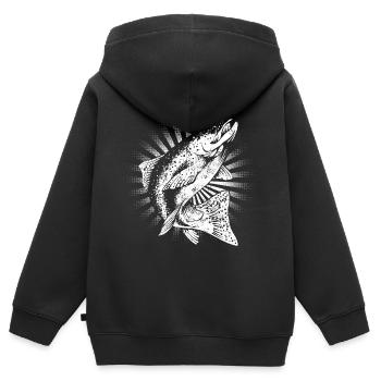 Truite - Sweat Premium à capuche zippé enfant bio - noir - Dos - AI Model Kid Male (0cm)