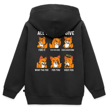 Fuchs - Kinder Premium Organic Zip Hoodie - Schwarz - Hinten - AI Model Kid Male (0cm)