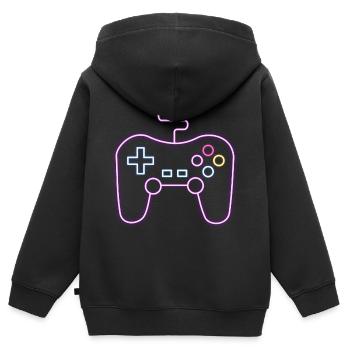 Neon Gamepad Gamer - Kinder Premium Organic Zip Hoodie - Schwarz - Hinten - AI Model Kid Male (0cm)