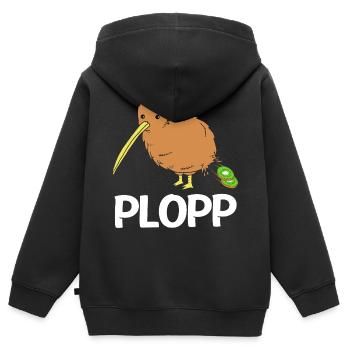 kiwi-oiseau kiwi - Sweat Premium à capuche zippé enfant bio - noir - Dos - AI Model Kid Male (0cm)
