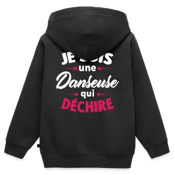 Je Suis Une Danseuse Qui Déchire - Sweat Premium à capuche zippé enfant bio - noir - Dos - AI Model Kid Male (0cm)