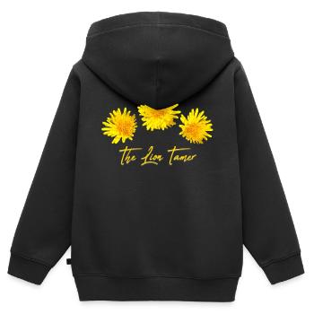 Pissenlit Pissenlit Pissenlit Lion - Sweat Premium à capuche zippé enfant bio - noir - Dos - AI Model Kid Male (0cm)