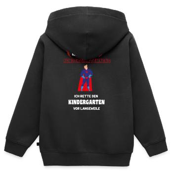 Ich rette den Kindergarten vor Langeweile Kind - Kinder Premium Organic Zip Hoodie - Schwarz - Hinten - AI Model Kid Male (0cm)