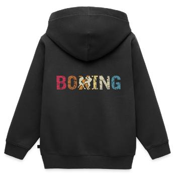 Boxe - Sweat Premium à capuche zippé enfant bio - noir - Dos - AI Model Kid Male (0cm)