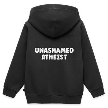 Athée sans honte Fier athée Sceptique Noël - Sweat Premium à capuche zippé enfant bio - noir - Dos - AI Model Kid Male (0cm)