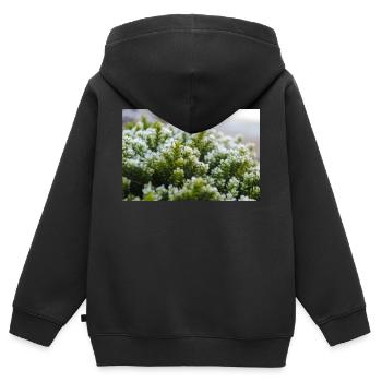 Moos Natur Makro Shot - Kinder Premium Organic Zip Hoodie - Schwarz - Hinten - AI Model Kid Male (0cm)