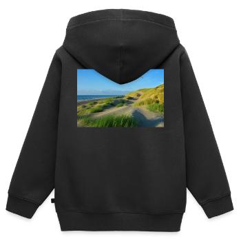 Nordsee Dünen - Kinder Premium Organic Zip Hoodie - Schwarz - Hinten - AI Model Kid Male (0cm)