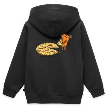 Die Maus mit Pizza - Kinder Premium Organic Zip Hoodie - Schwarz - Hinten - AI Model Kid Male (0cm)