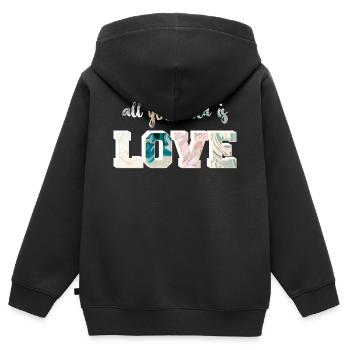 Alles was Sie brauchen ist Liebe Marmor - Kinder Premium Organic Zip Hoodie - Schwarz - Hinten - AI Model Kid Male (0cm)