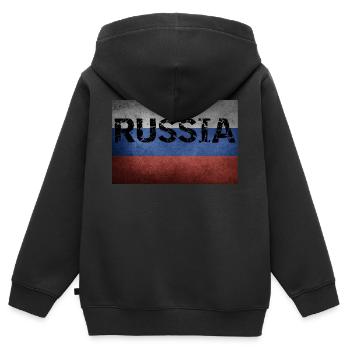 RUSSISCHE FLAGGE RUSSISCHE FLAGGE - Kinder Premium Organic Zip Hoodie - Schwarz - Hinten - AI Model Kid Male (0cm)