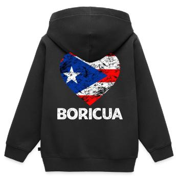 Boricua Un amoureux des Portoricains de Puerto - Sweat Premium à capuche zippé enfant bio - noir - Dos - AI Model Kid Male (0cm)