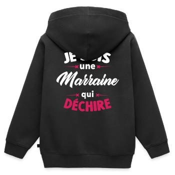 Je Suis Une Marraine Qui Déchire - Sweat Premium à capuche zippé enfant bio - noir - Dos - AI Model Kid Male (0cm)