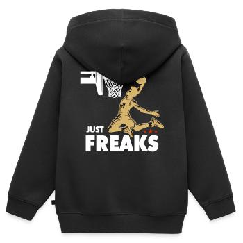 Just Freaks Basketball Sport Spieler -Just Freaks® - Kinder Premium Organic Zip Hoodie - Schwarz - Hinten - AI Model Kid Male (0cm)